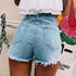 Women Casual Rise Ripped Jean Shorts Frayed Raw Hem Jeans